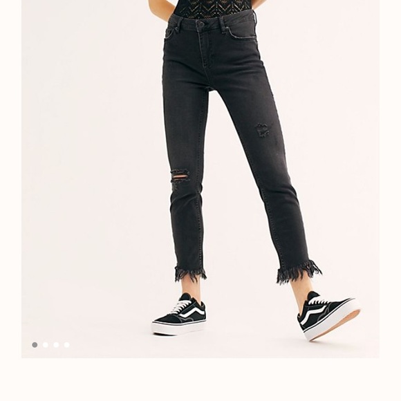 Free People Denim - Olive green frayed jeans free people